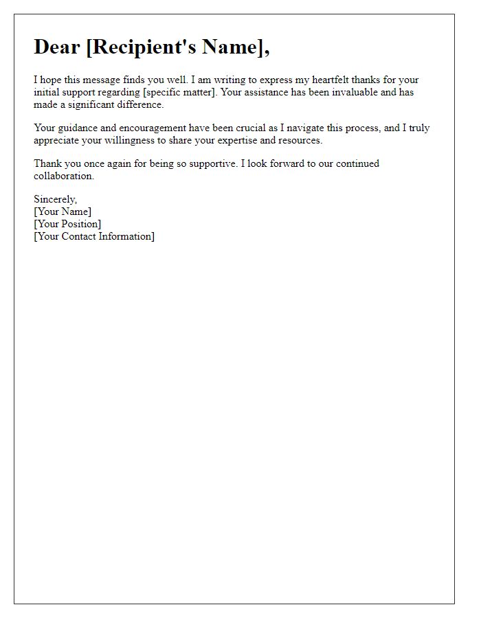 Letter template of thanks for your initial support