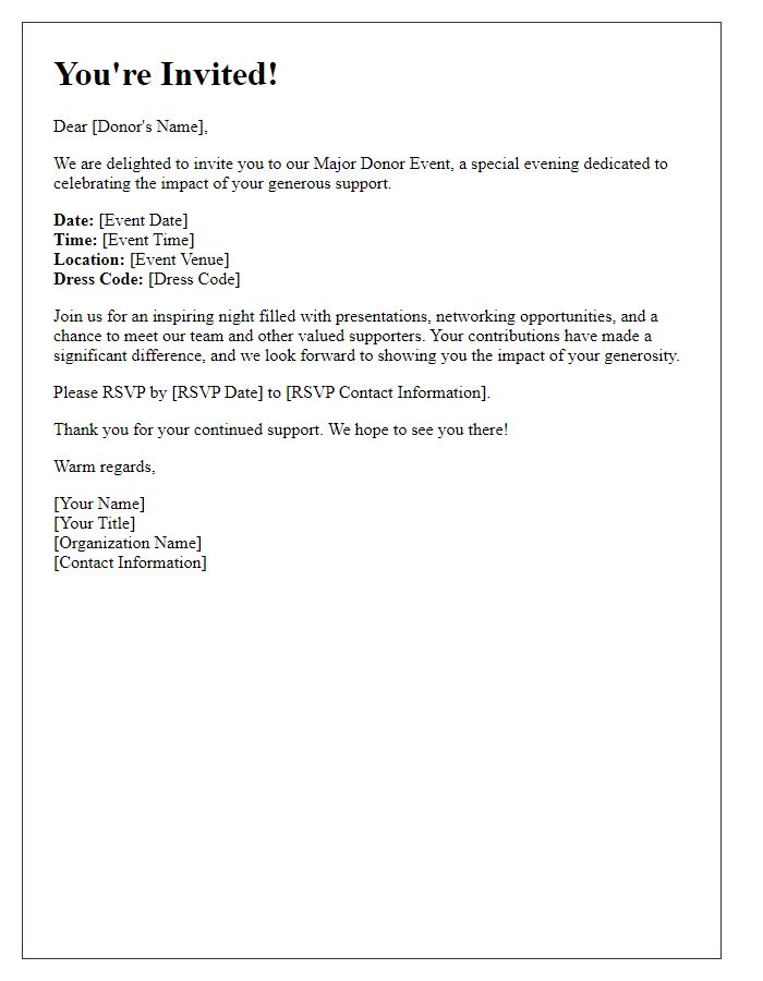 Letter template of invitation for major donor event