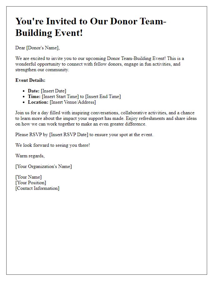 Letter template of donor team-building event invitation