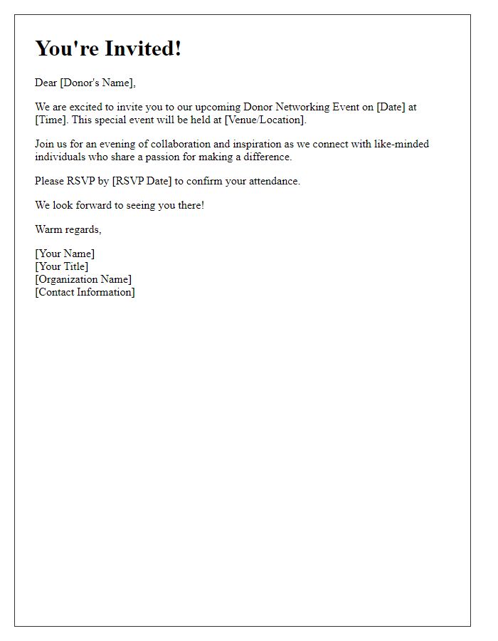 Letter template of Donor Networking Event Invitation