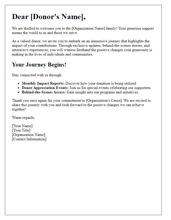 Letter template of Immersive Donor Journey Experience