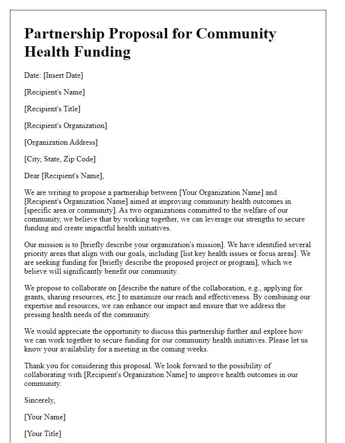 Letter template of partnership for community health funding