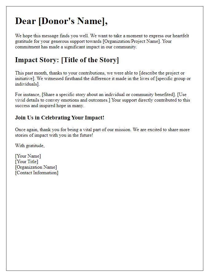 Letter template of community-focused donor impact story sharing