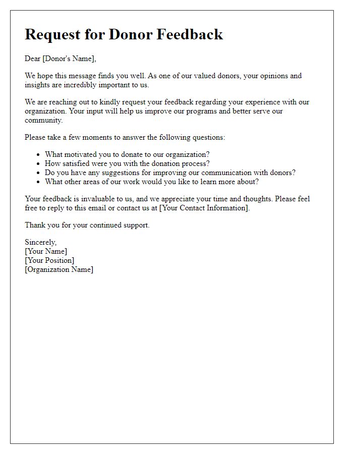 Letter template of Request for Donor Feedback