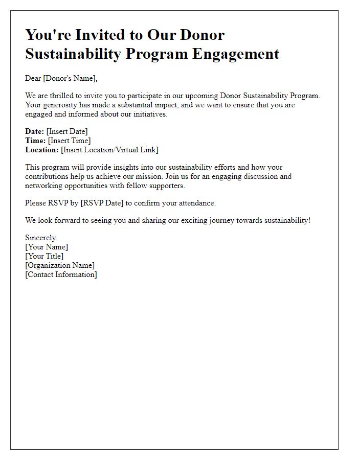 Letter template of donor sustainability program engagement invitation