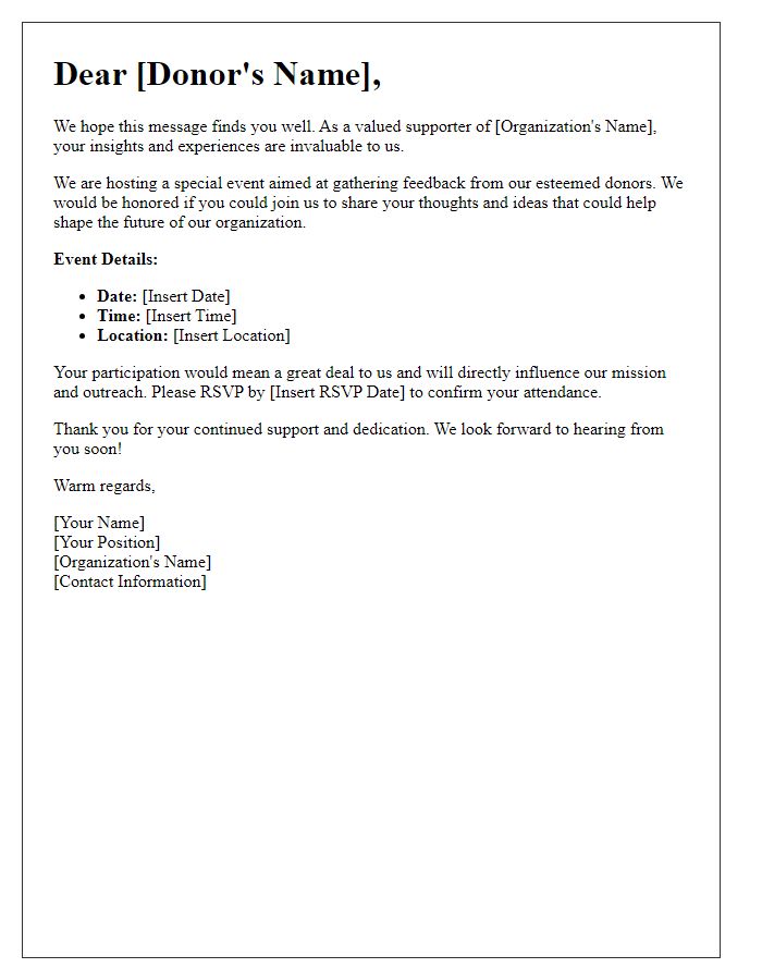 Letter template of invitation for donors to share their insights