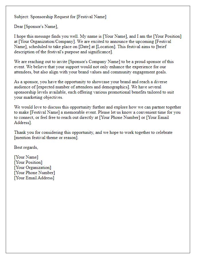 Letter template of festival sponsorship request email