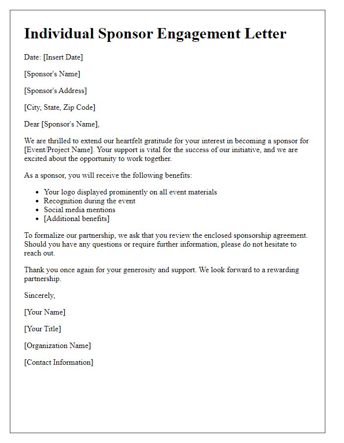 Letter template of individual sponsor engagement letter