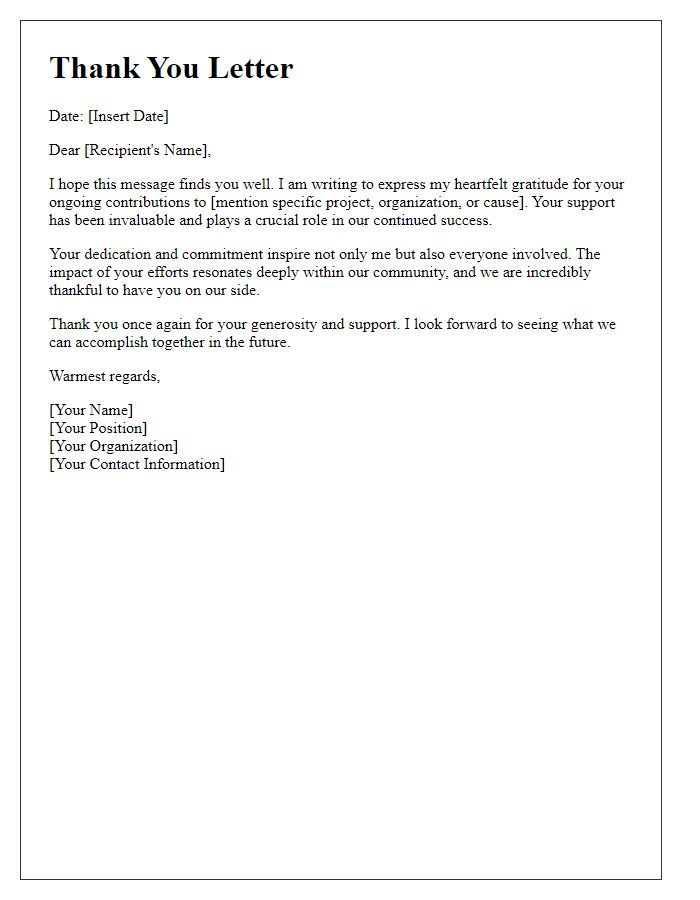 Letter template of heartfelt thanks for ongoing contributions