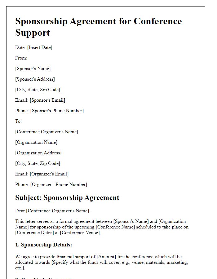 Letter template of Sponsorship Agreement for Conference Support