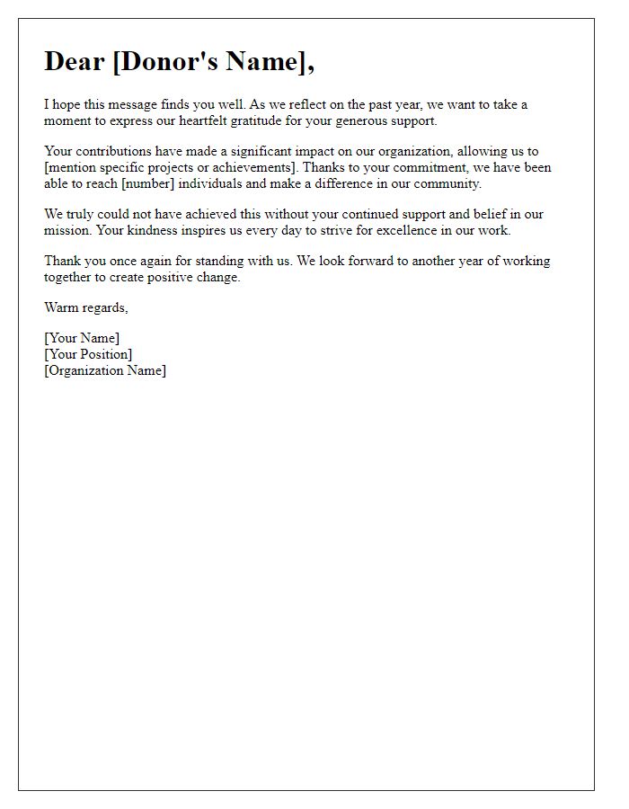 Letter template of heartfelt thanks for annual support.