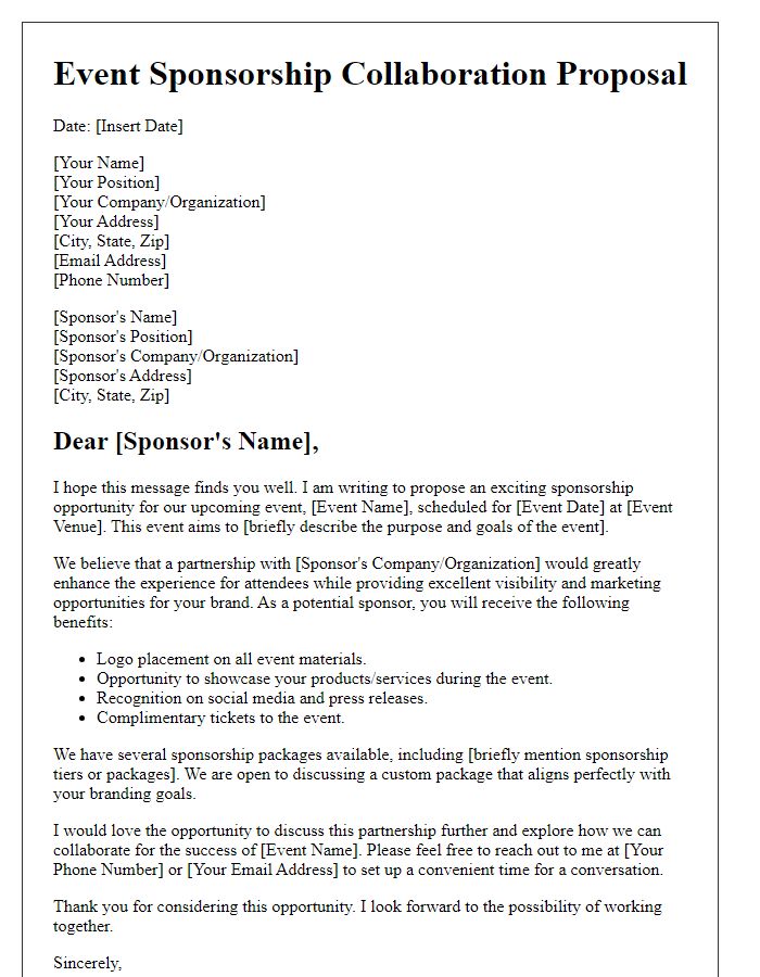 Letter template of event sponsorship collaboration proposal