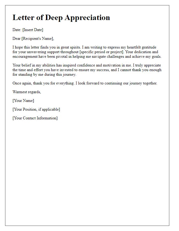 Letter template of deep appreciation for your unwavering support