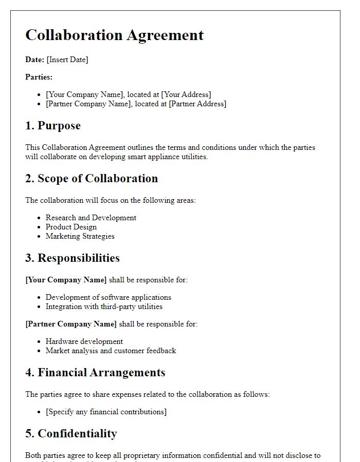 Letter template of Collaboration Agreement for Smart Appliance Utilities