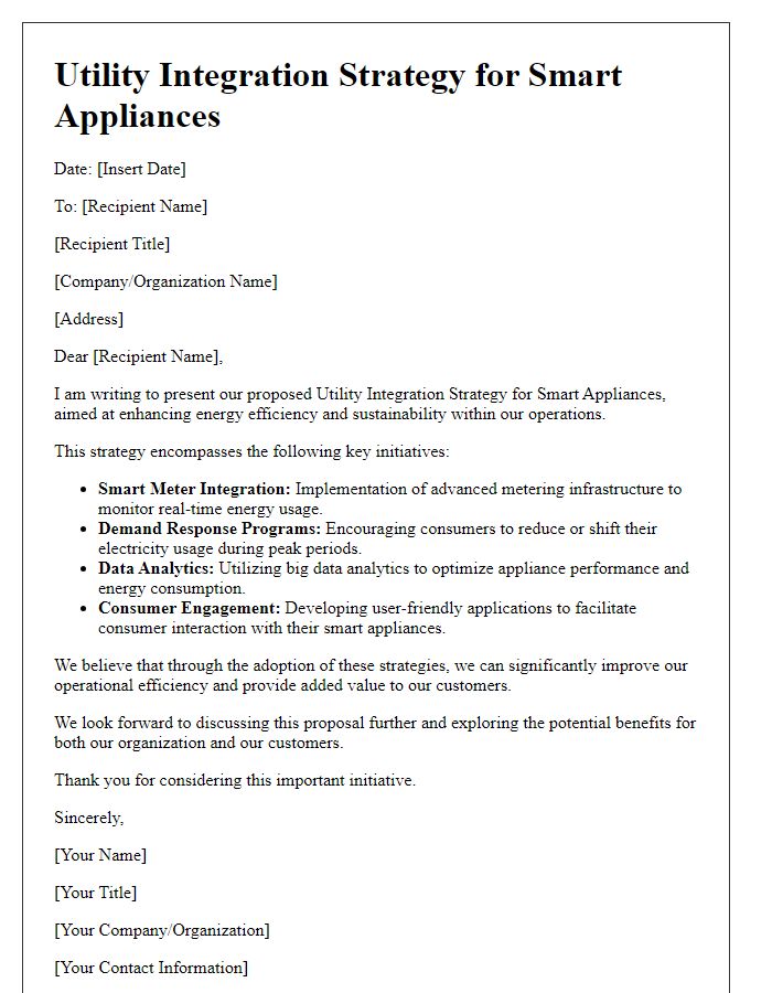 Letter template of Utility Integration Strategy for Smart Appliances