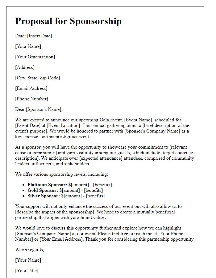 Letter template of sponsorship proposal for gala event