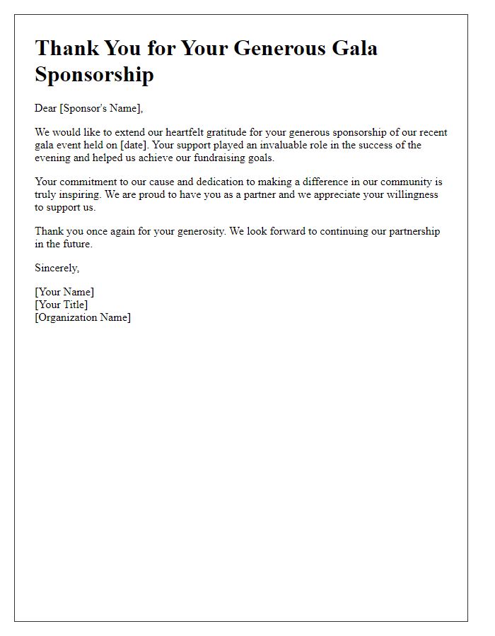 Letter template of thanks for your generous gala sponsorship