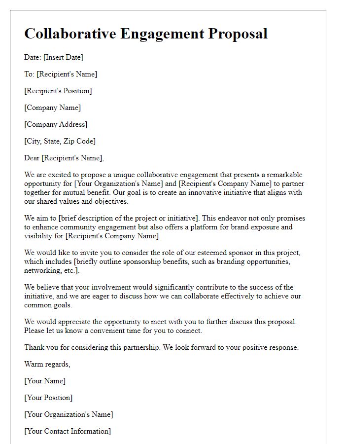 Letter template of collaborative engagement proposal sponsorship