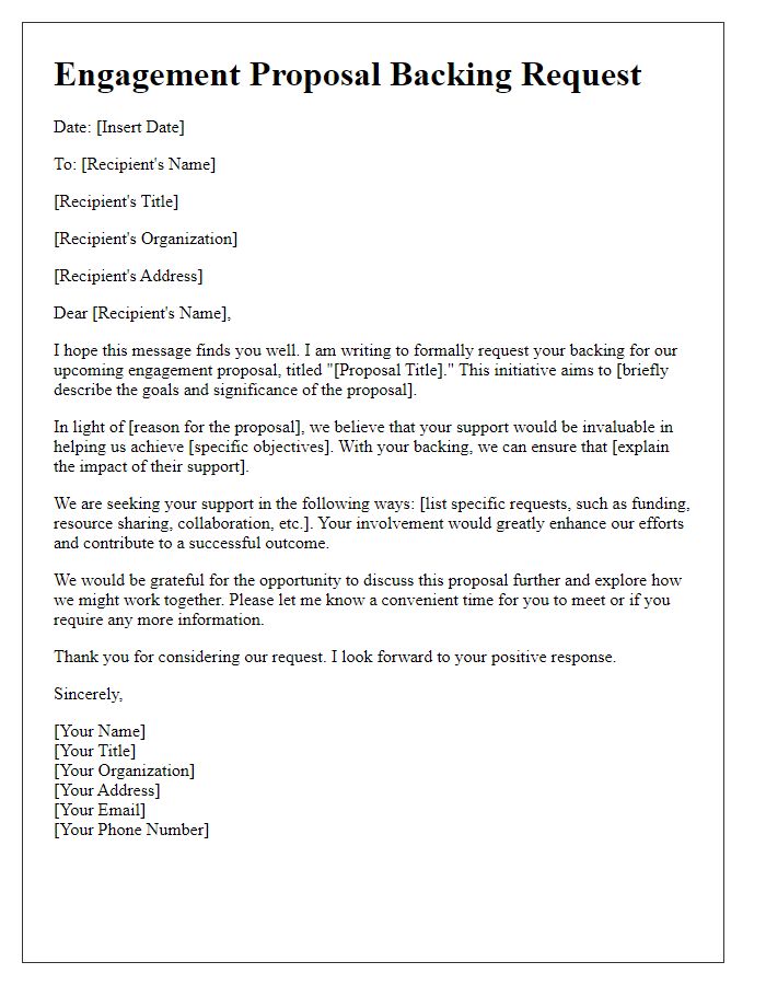 Letter template of engagement proposal backing request