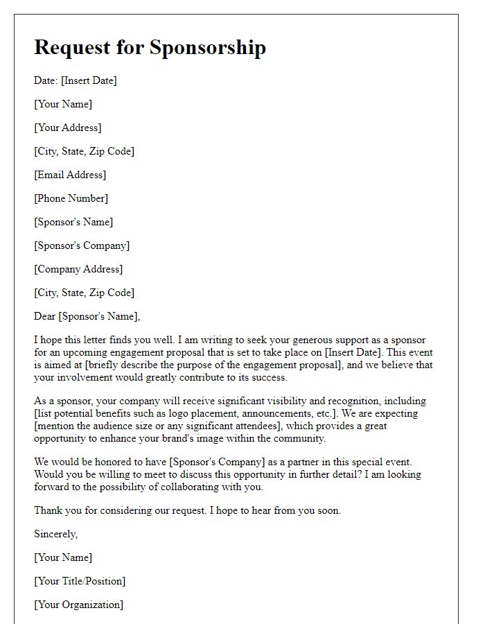 Letter template of sponsorship request for engagement proposal