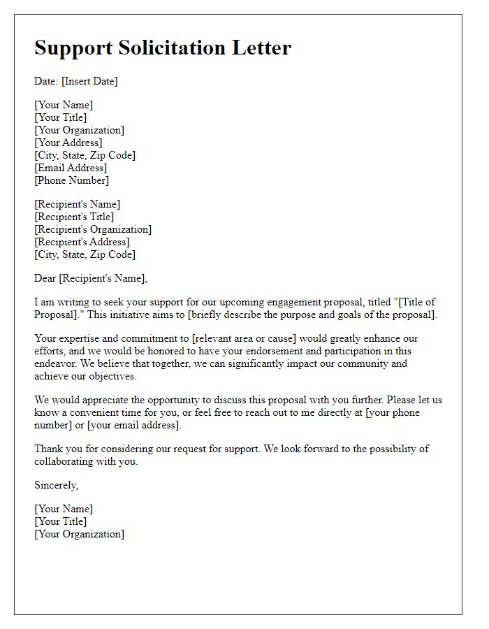 Letter template of support solicitation for engagement proposal