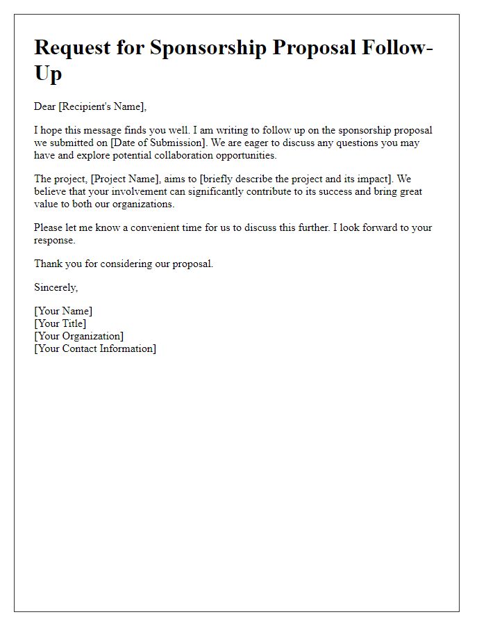 Letter template of request for sponsorship proposal follow-up