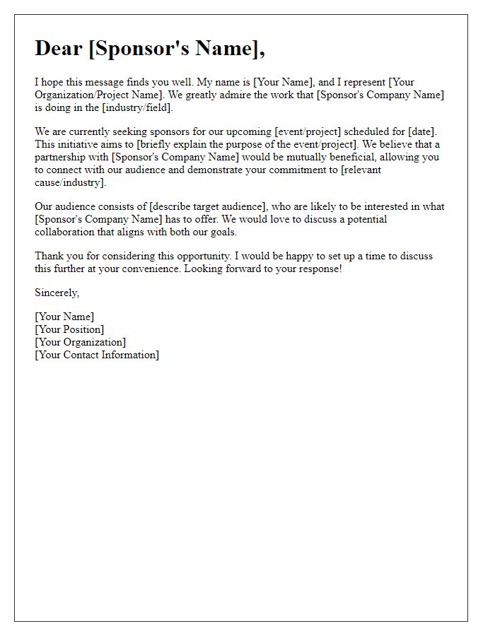 Letter template of interested sponsor engagement