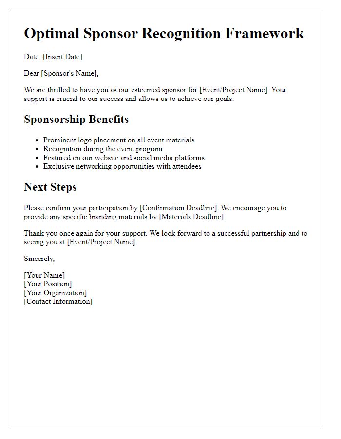 Letter template of Optimal Sponsor Recognition Framework