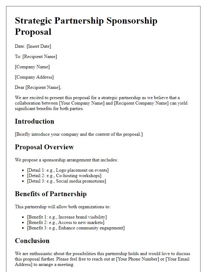 Letter template of strategic partnership sponsorship proposal