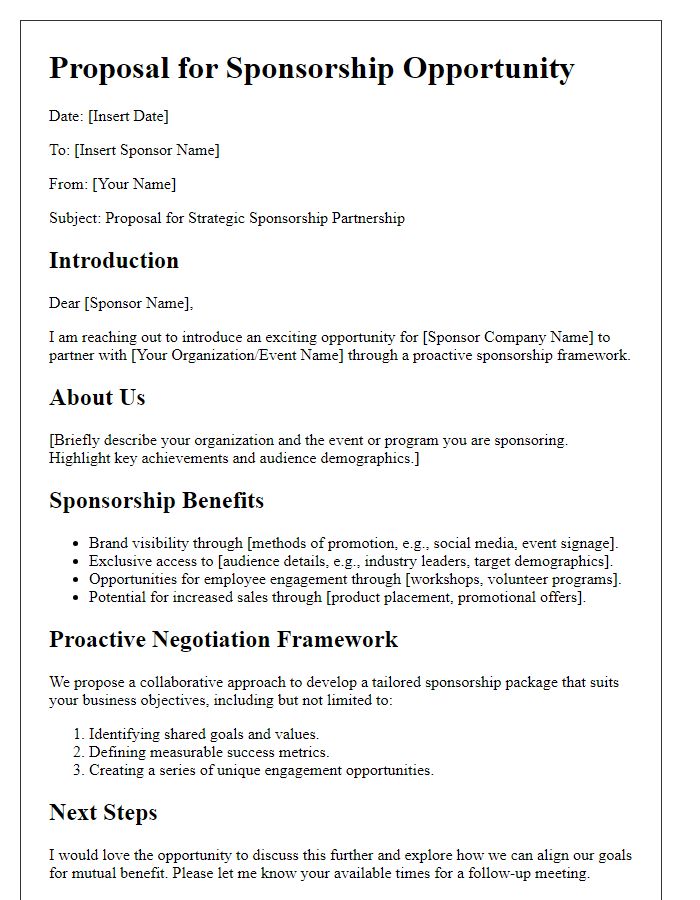 Letter template of proactive sponsorship negotiation framework.