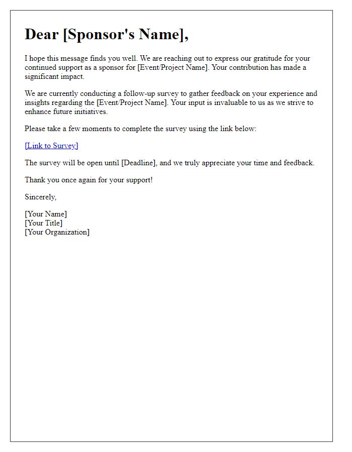 Letter template of follow-up survey request for sponsors