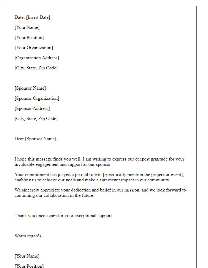 Letter template of respect for sponsors pivotal engagement