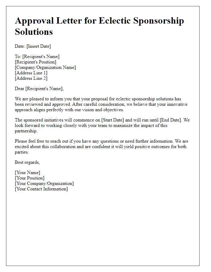 Letter template of approval for eclectic sponsorship solutions