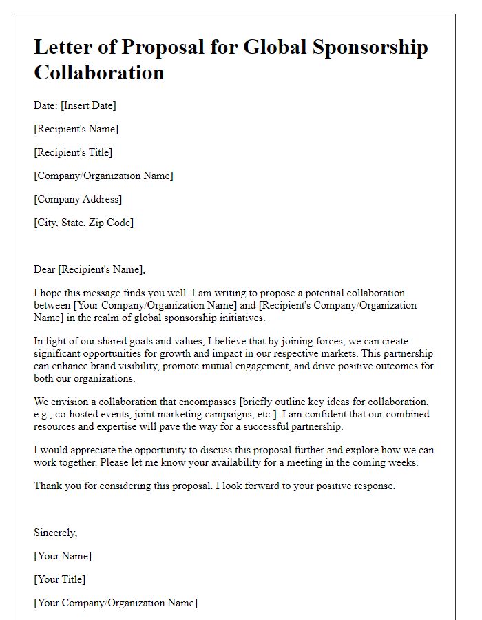 Letter template of global sponsorship collaboration discussion