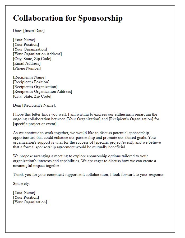 Letter template of ongoing collaboration for sponsorship