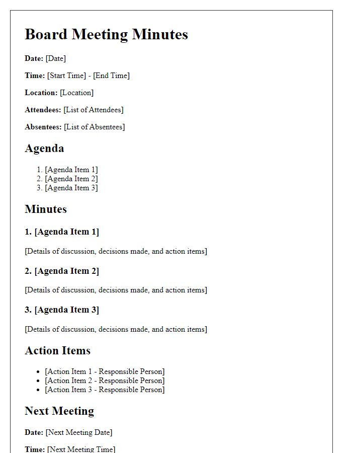 Letter template of detailed board meeting minutes