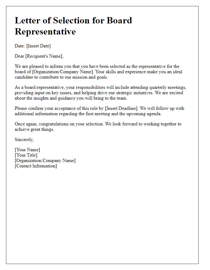 Letter template of board representative selection