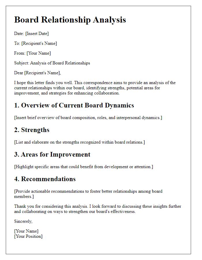 Letter template of board relationship analysis