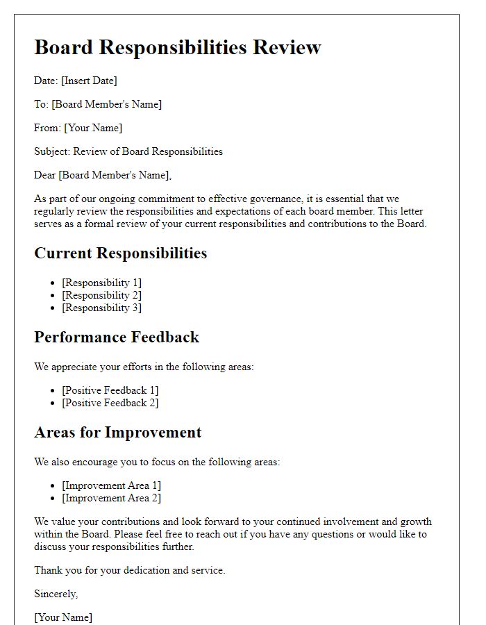 Letter template of board responsibilities review