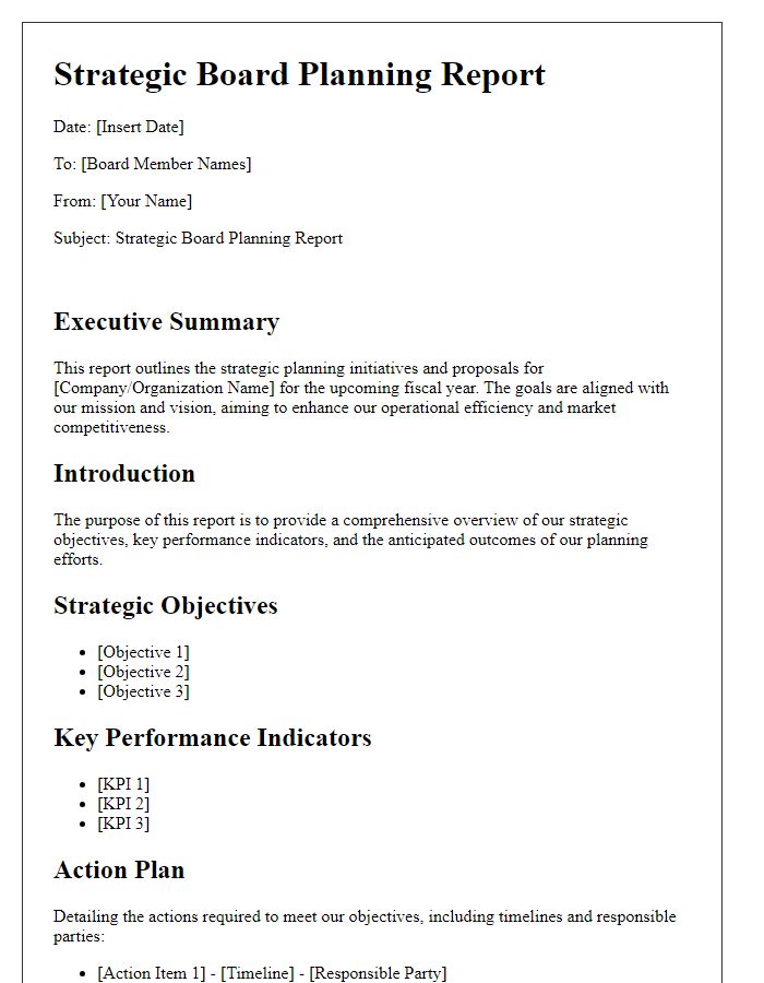 Letter template of strategic board planning report