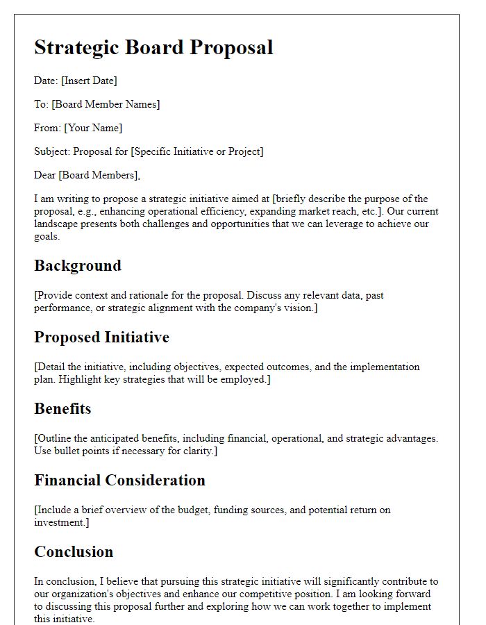 Letter template of strategic board proposal