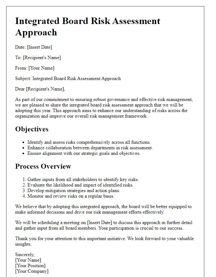 Letter template of integrated board risk assessment approach.