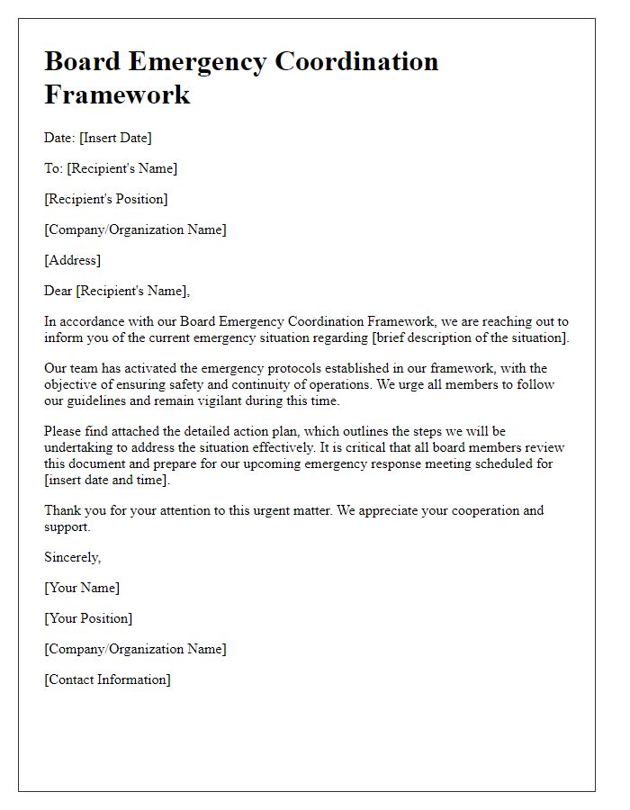 Letter template of Board Emergency Coordination Framework