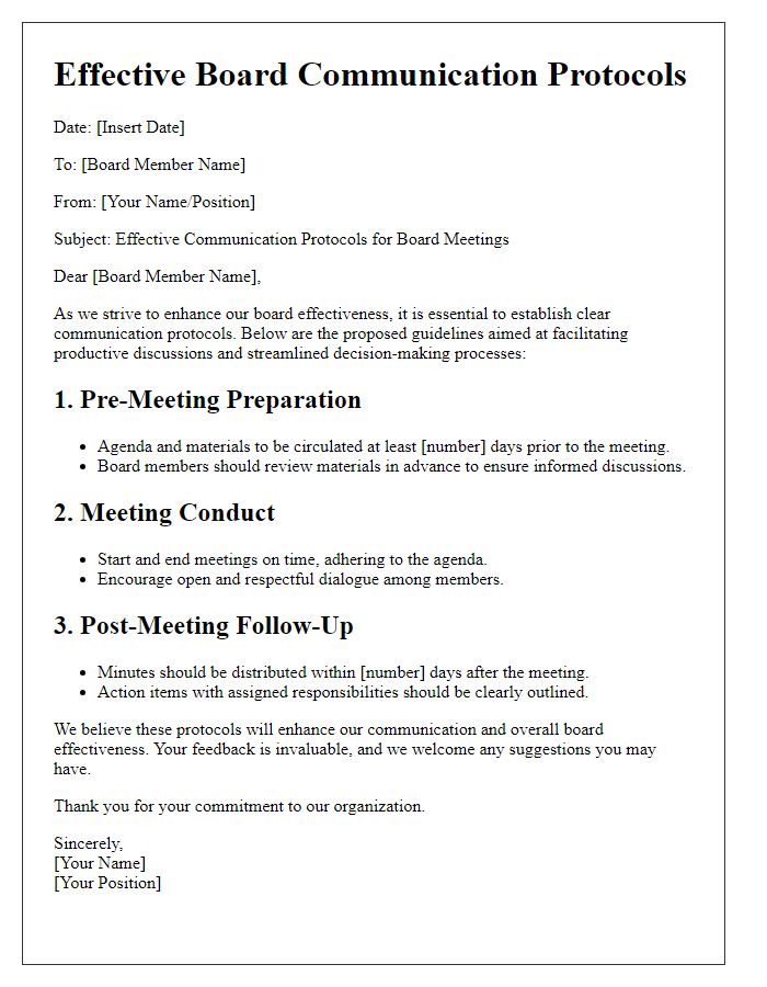 Letter template of Effective Board Communication Protocols