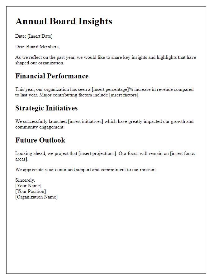 Letter template of Annual Board Insights