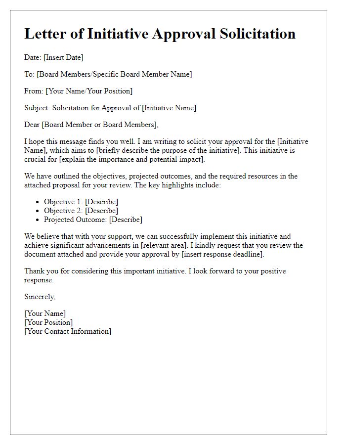 Letter template of initiative approval solicitation from the board