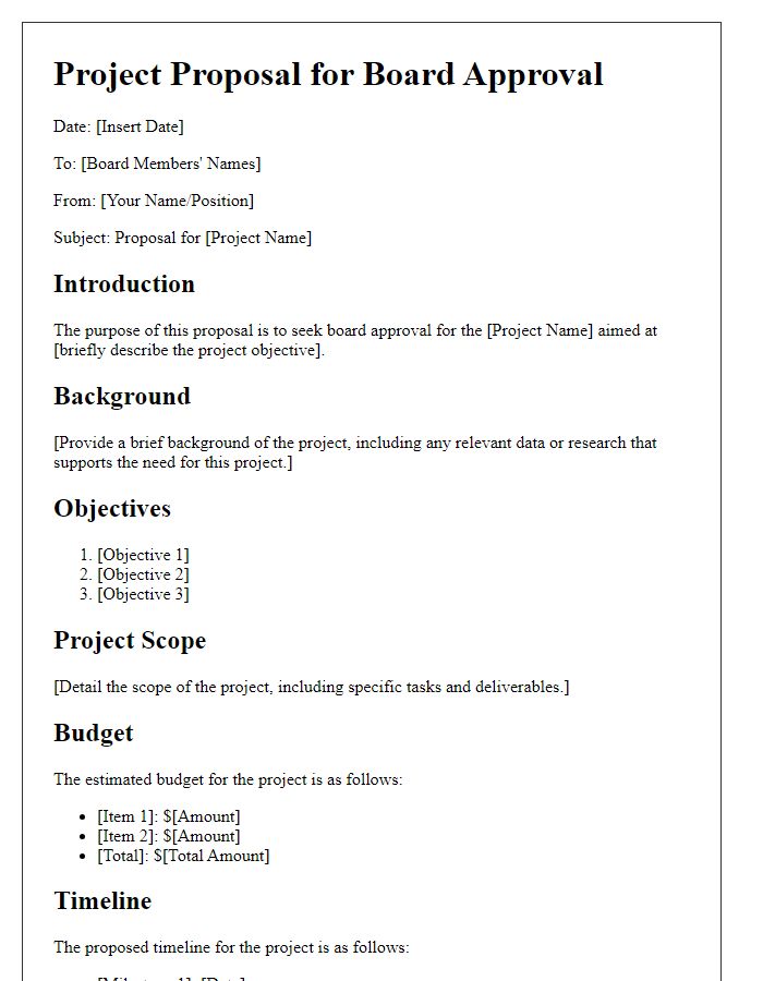 Letter template of project proposal for board approval