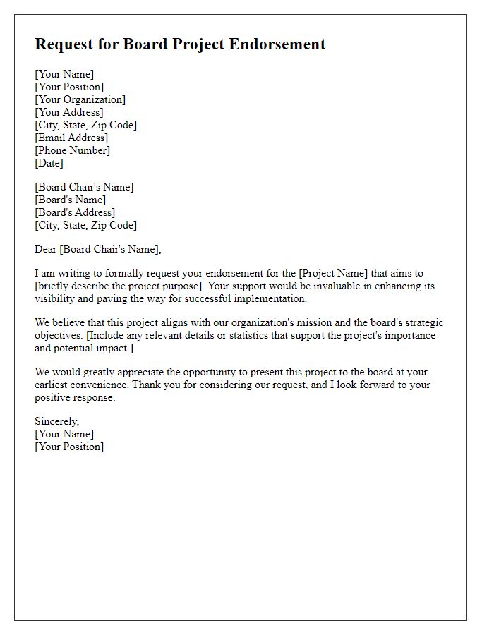 Letter template of request for board project endorsement