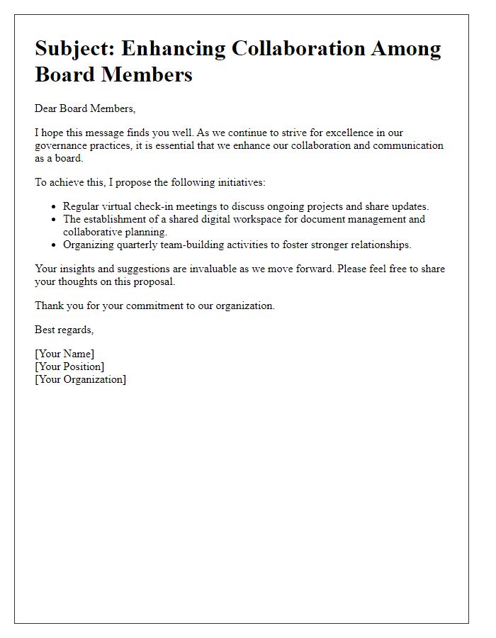 Letter template of board collaboration enhancement