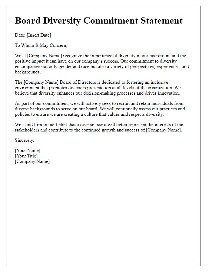 Letter template of Board Diversity Commitment Statement